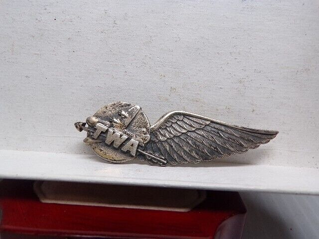 Vintage Rare TWA Stewardess Sterling Wing Pin 1950s by LGB Sterling # S 2171