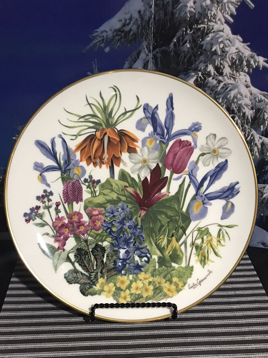 Plate Wedgwood Royal Horticultural Society Franklin Porcelain Flowers April 1977
