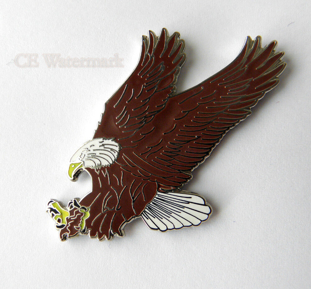 AMERICAN EAGLE FLYING LANDING EXTRA LARGE LAPEL PIN BADGE 2 INCHES