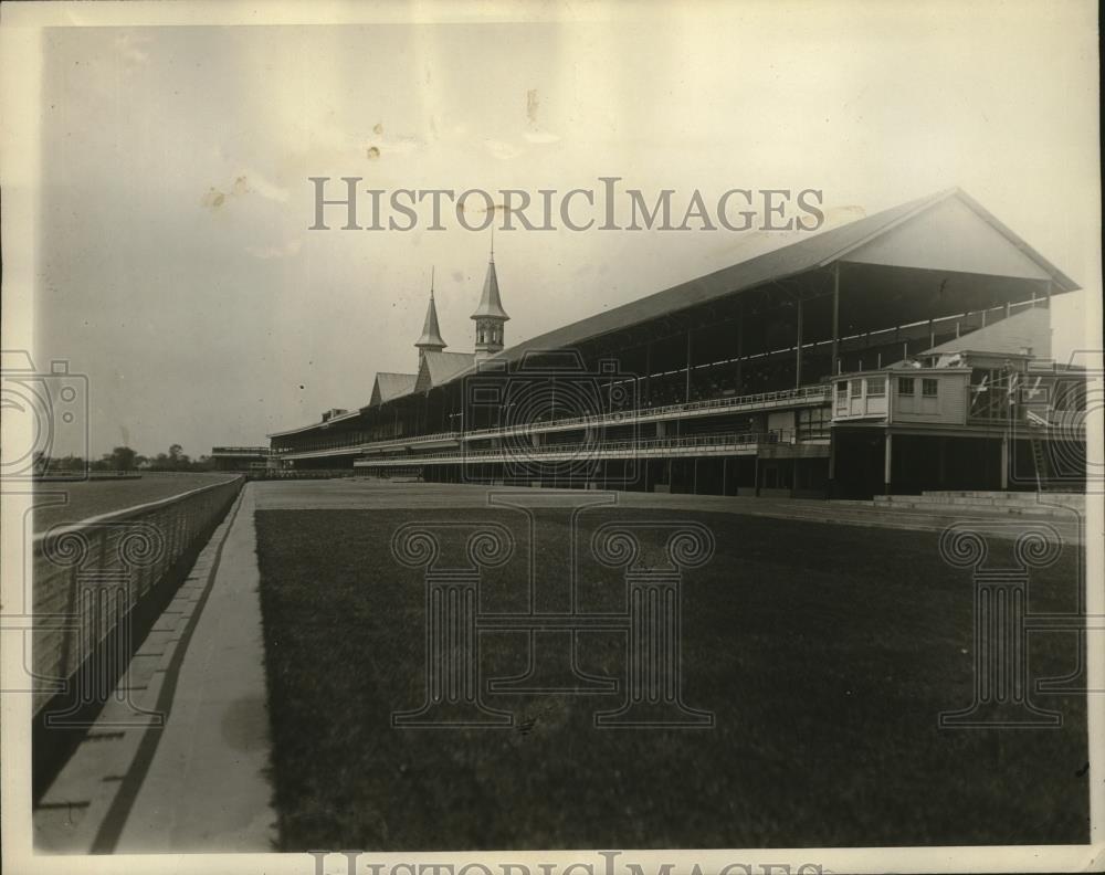1927 Press Photo Grandstand and Clubhouse at Churchill Downs, Kentucky