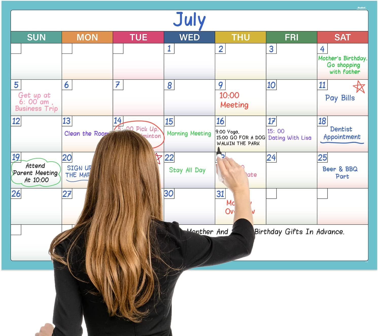 Large Dry Erase Calendar for Wall - Undated 1 Month Wall Calendar, 40\