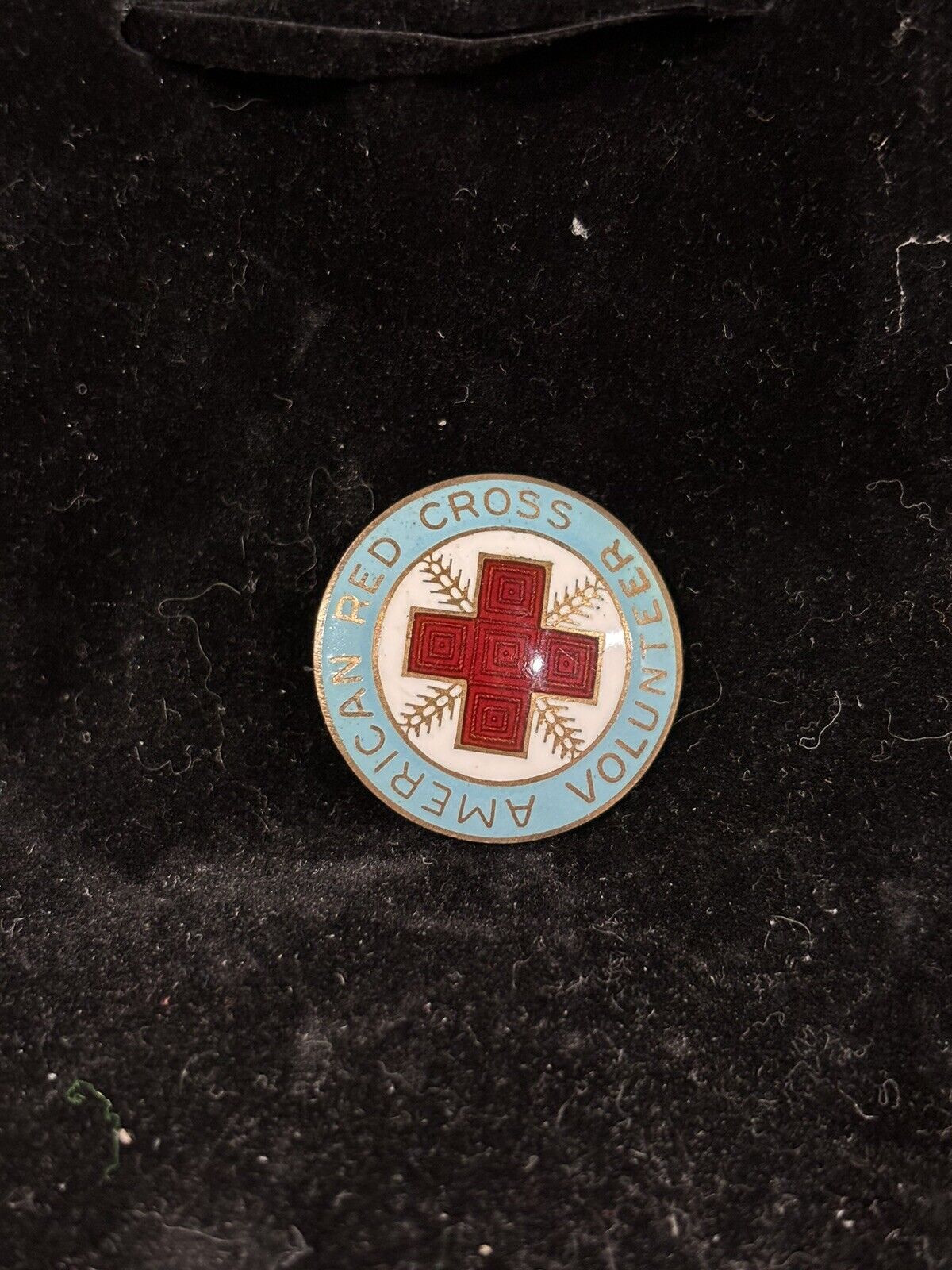 Vintage Sterling Silver Red Cross Volunteer Enameled Pin