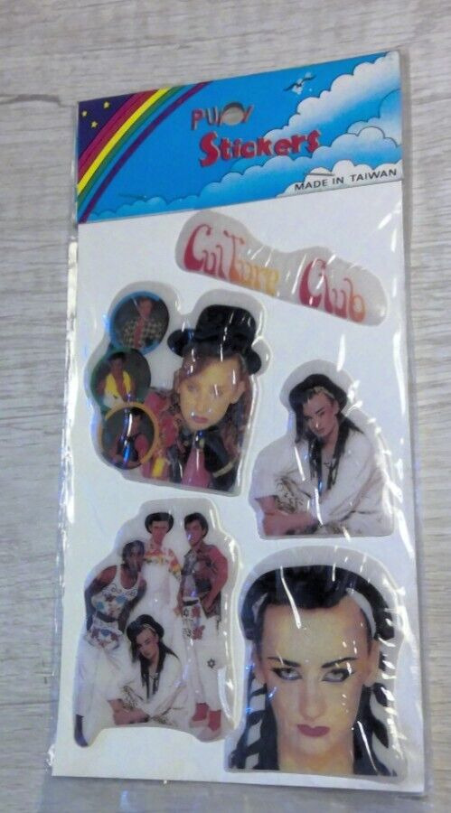 Vintage 1980\'s Culture Club Boy George Puffy Stickers Sealed 5 Stickers in Pack