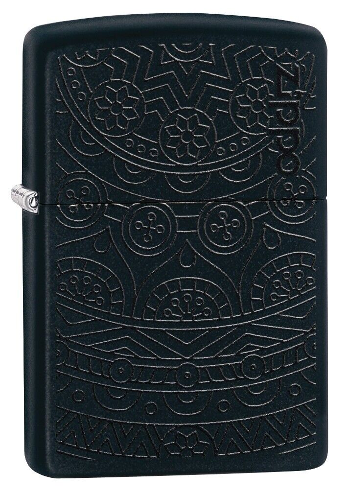 Zippo Tone on Tone Design Black Matte Windproof Pocket Lighter, 29989