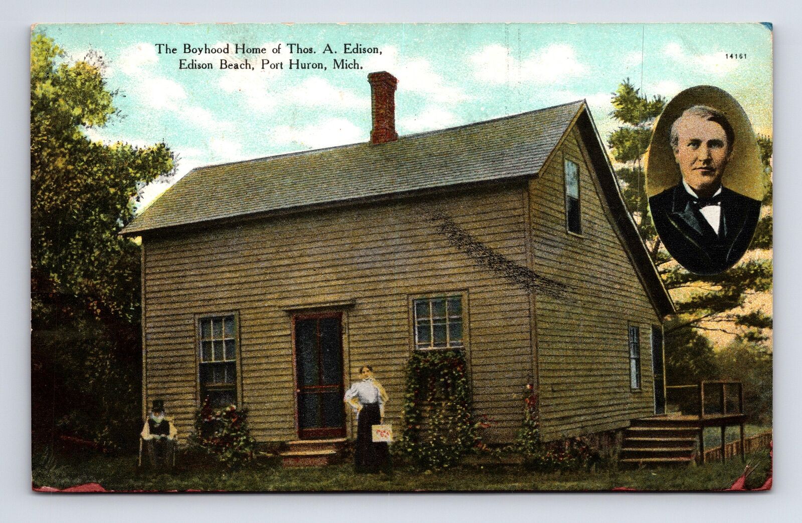 c1909 Boyhood Home Thomas Edison, Edison Beach Port Huron Michigan MI Postcard