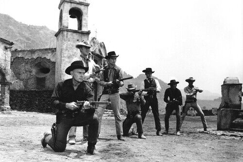 The Magnificent Seven Brynner & cast line-up with rifles 24x36 Poster