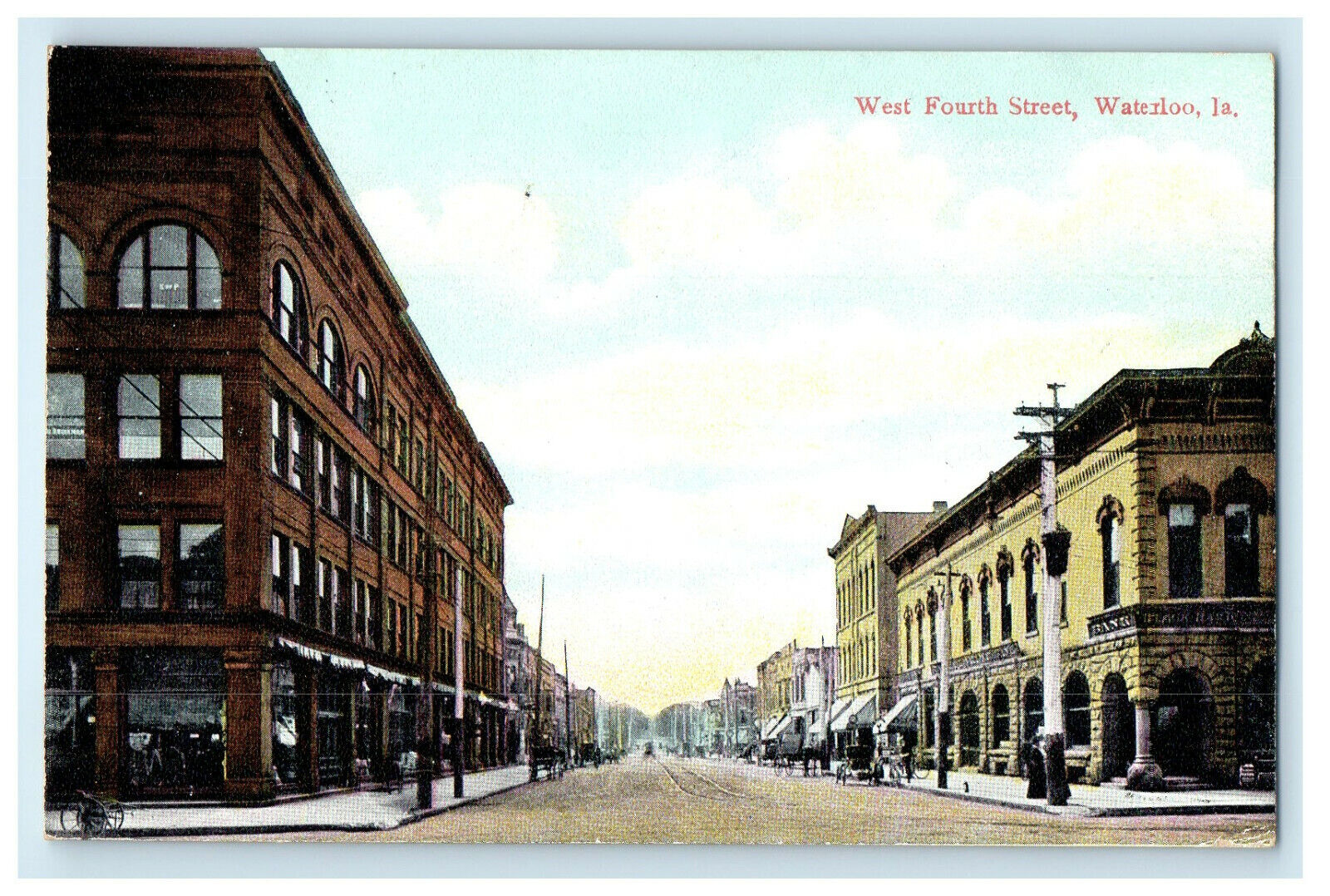 c1910s West Fourth Street, Waterloo, Iowa IA Antique Unposted Postcard