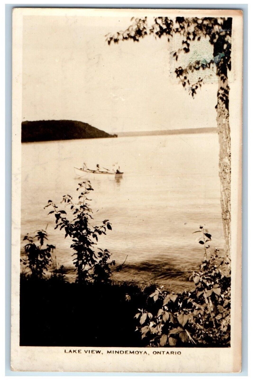 c1910\'s Lake View Canoeing Boat Mindemoya Ontario Canada RPPC Photo Postcard