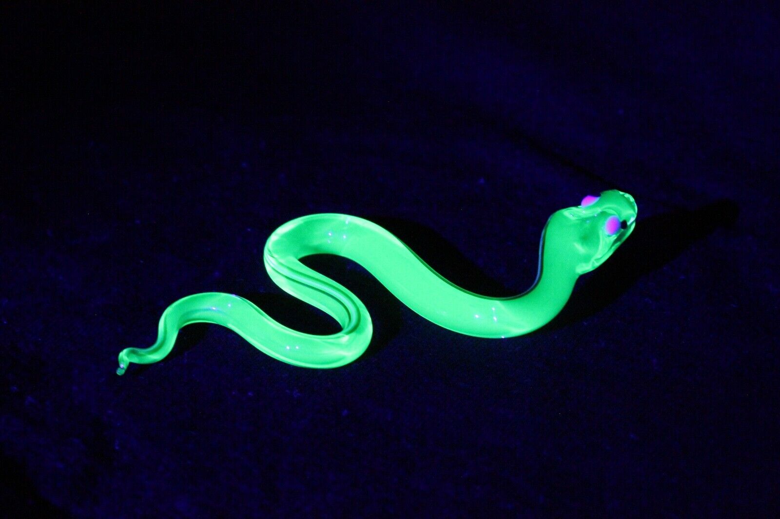 Uranium Glass Snake Uranium Vaseline Glass Figurine Snake Glass UV Snake Glass