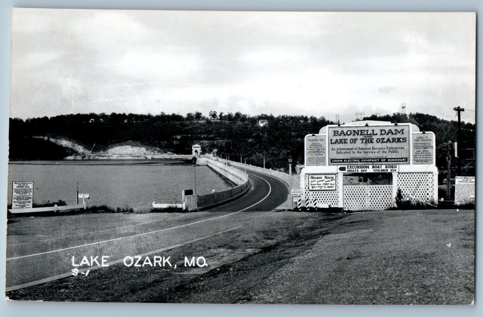 Lake Ozark Missouri MO Postcard RPPC Photo Bagnell Dam Lake Of The Ozarks c1950s