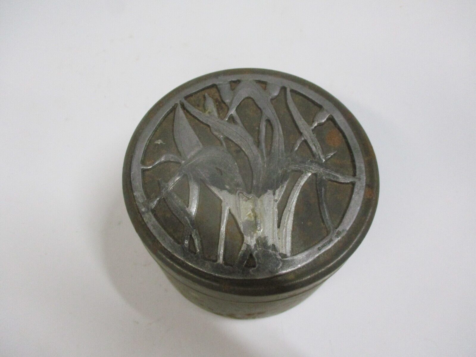 Vintage Metzke Pewter Jar / Tin with Floral Design