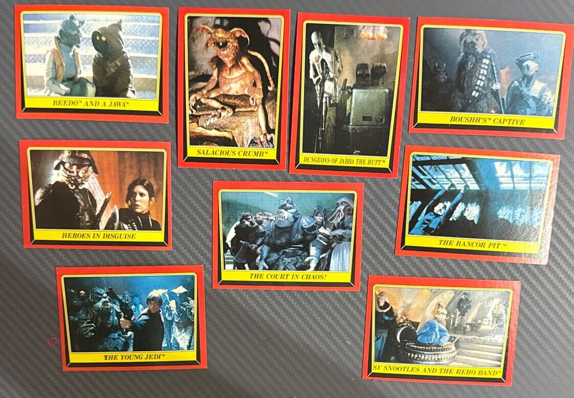 Lot Of 9 Topps Star Wars Return Of The Jedi Cards. JABBA’S PALACE. NM