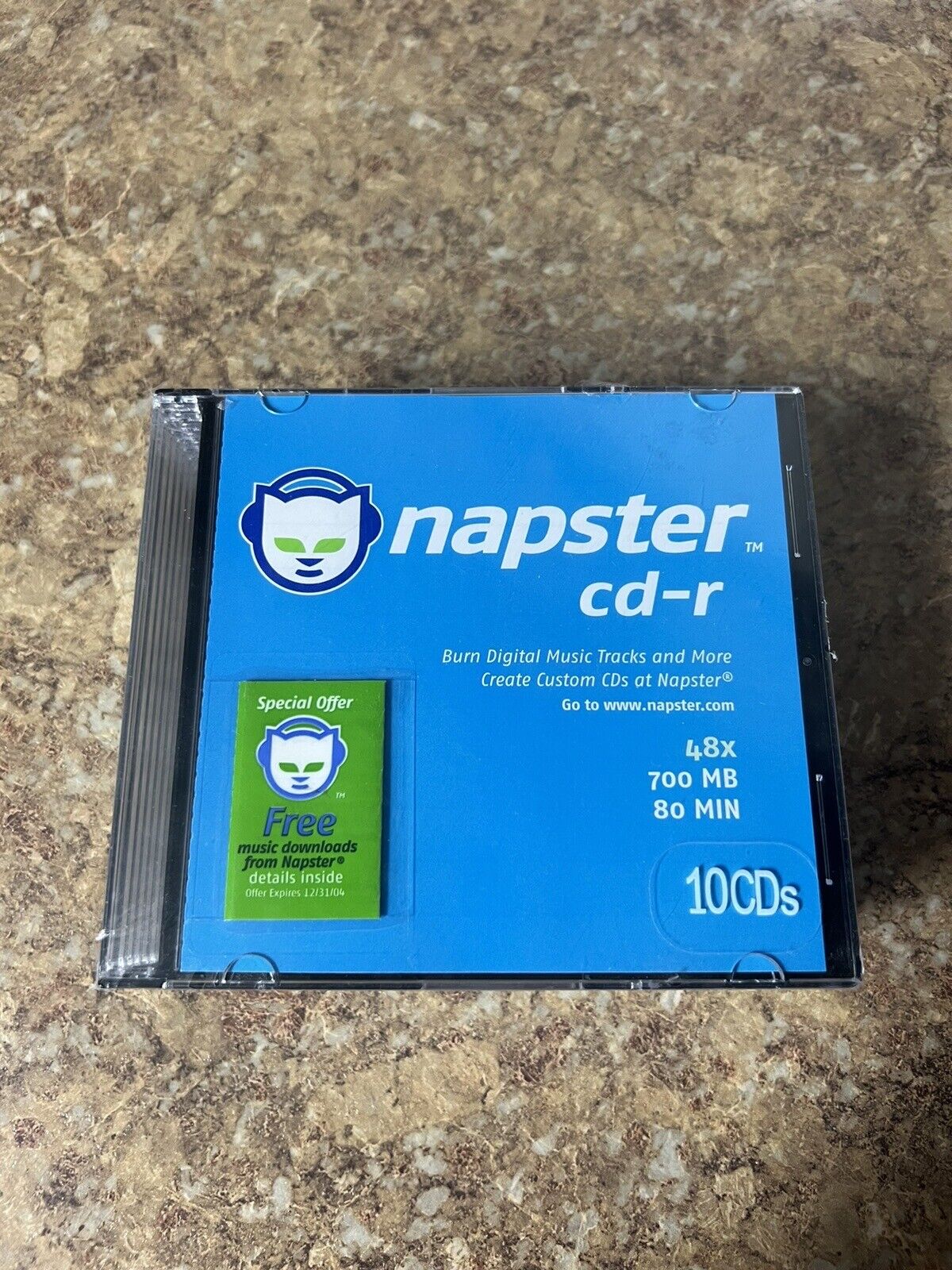 Super Rare 2004 New Sealed Napster 10 Pack CD-R 700MB 80 Min Blank CDs
