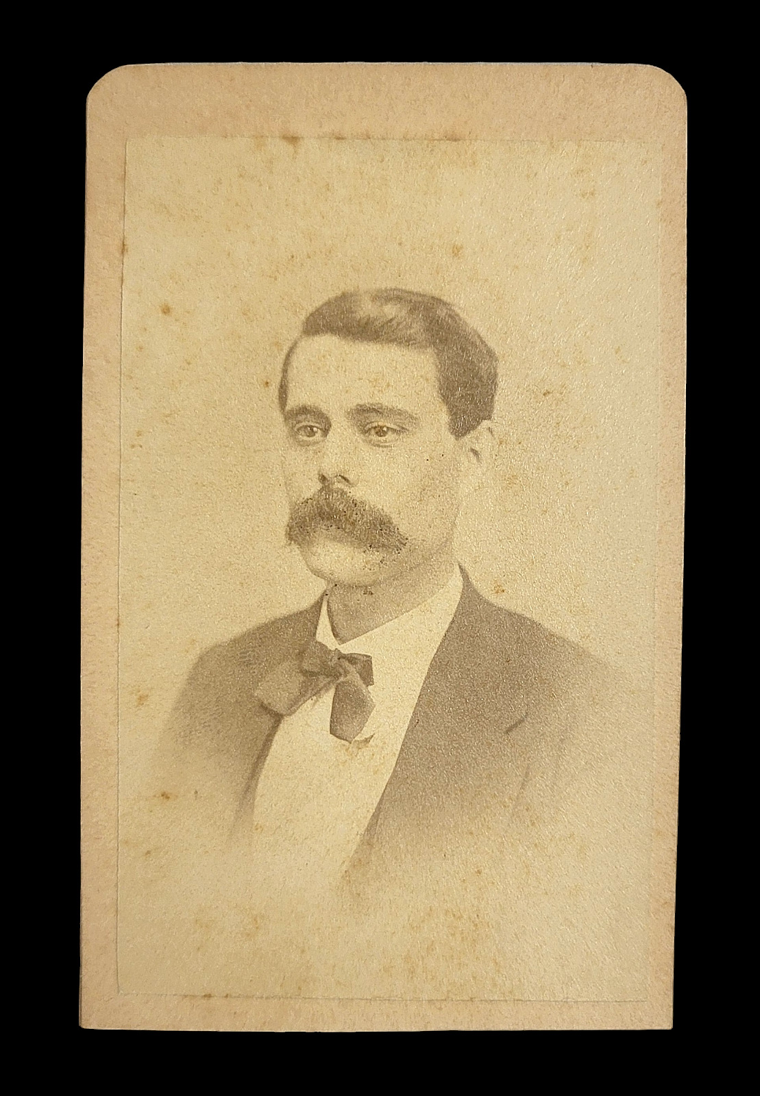Original Old Vintage Photo Antique CDV Picture Gentleman Mustache Suit Salem, OH