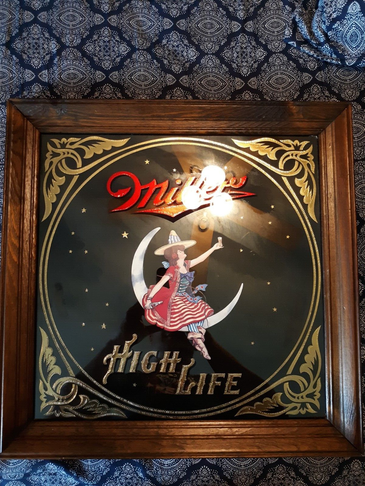 Vintage Miller High Life \'Girl on the Moon\' Mirror, 16x16