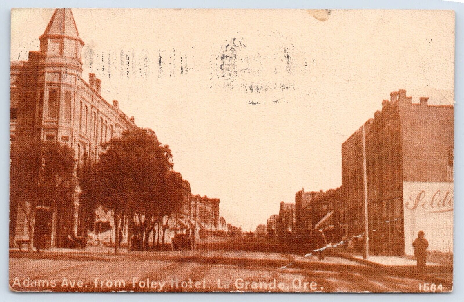 c1911 Adams Ave From Foley Hotel Le Grande Oregon Vtg Union County OR Postcard