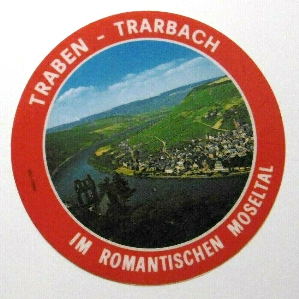 Souvenir-Aufkleber Traben-Trarbach Romantic Mosel Valley Panorama-Blick Rp 80er
