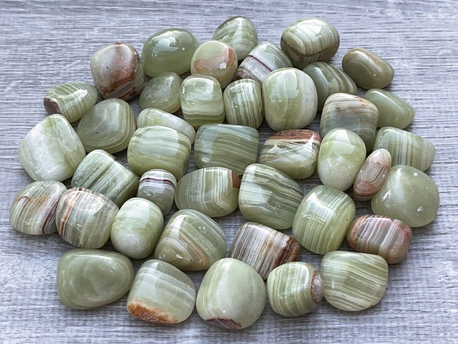 Grade A++ Green Onyx Tumbled Stones, 0.75-1.25