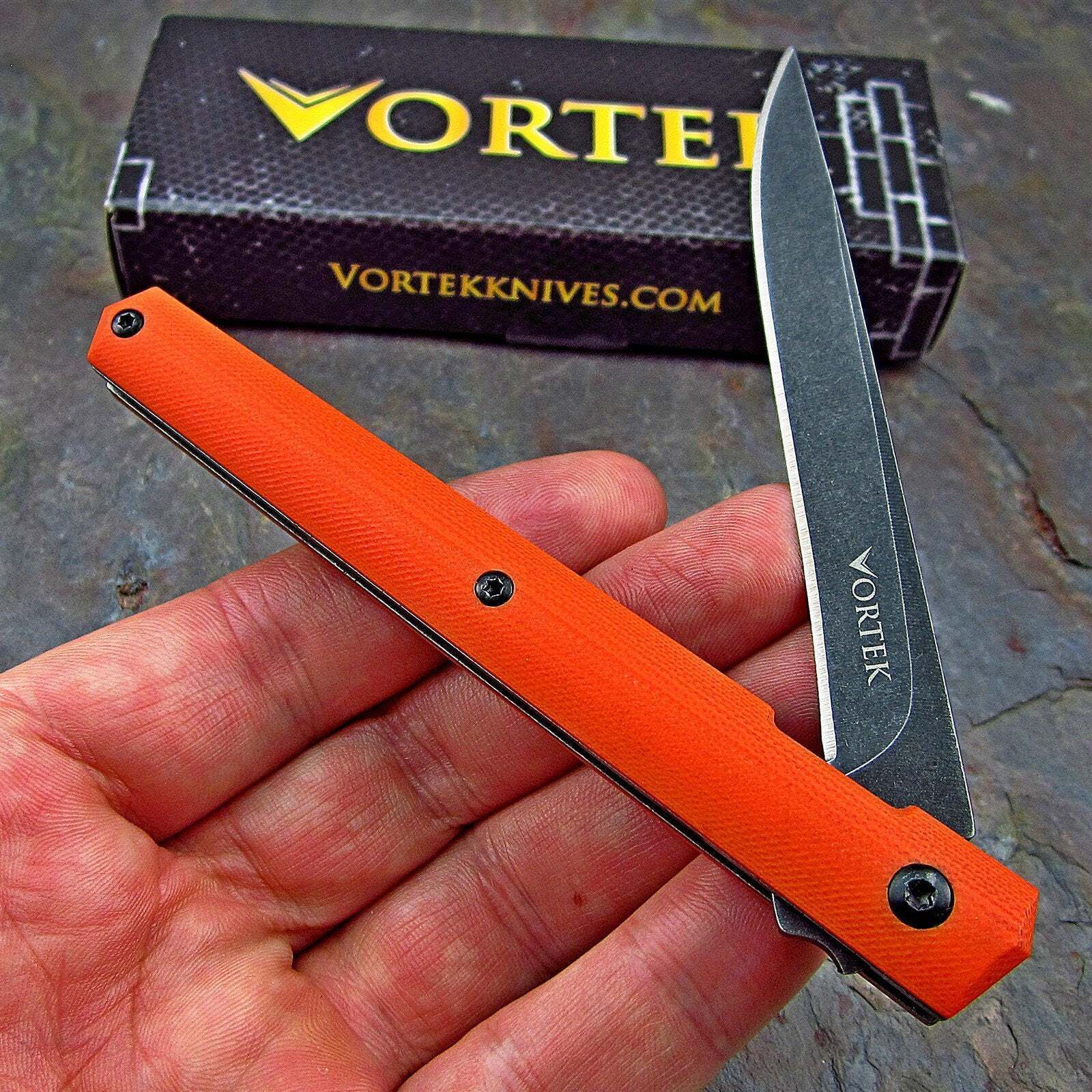 VORTEK CALHOUN Orange G10 Slim Low Profile Executive Blade Folding Pocket Knife