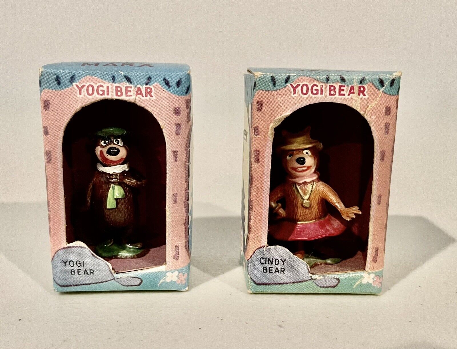 Vintage 60's TV Tinykins Yogi Bear and Cindy Bear In Boxes