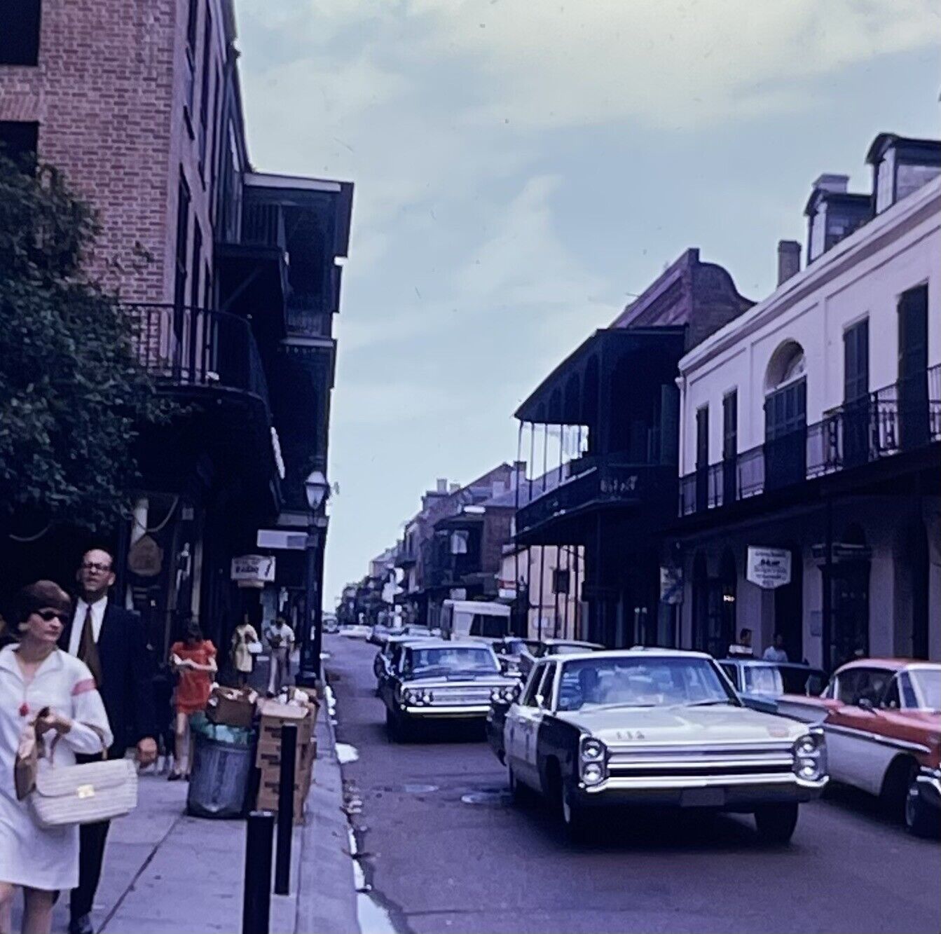 c1960s New Orleans~Street Scene~Classic Cars~Taxis~Vintage Color 35mm Slide