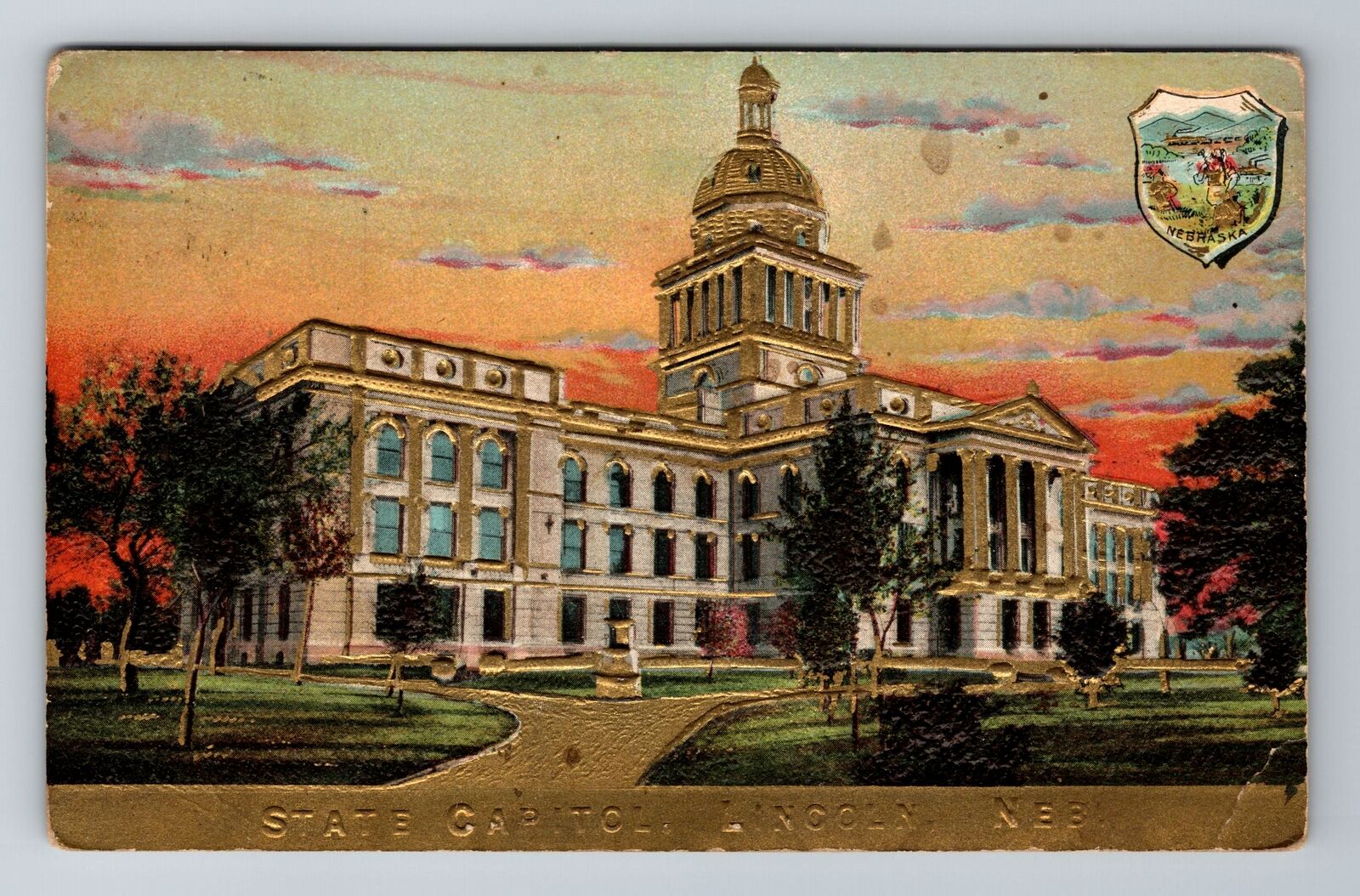 Lincoln NE-Nebraska, State Capitol, Antique Vintage Souvenir Postcard