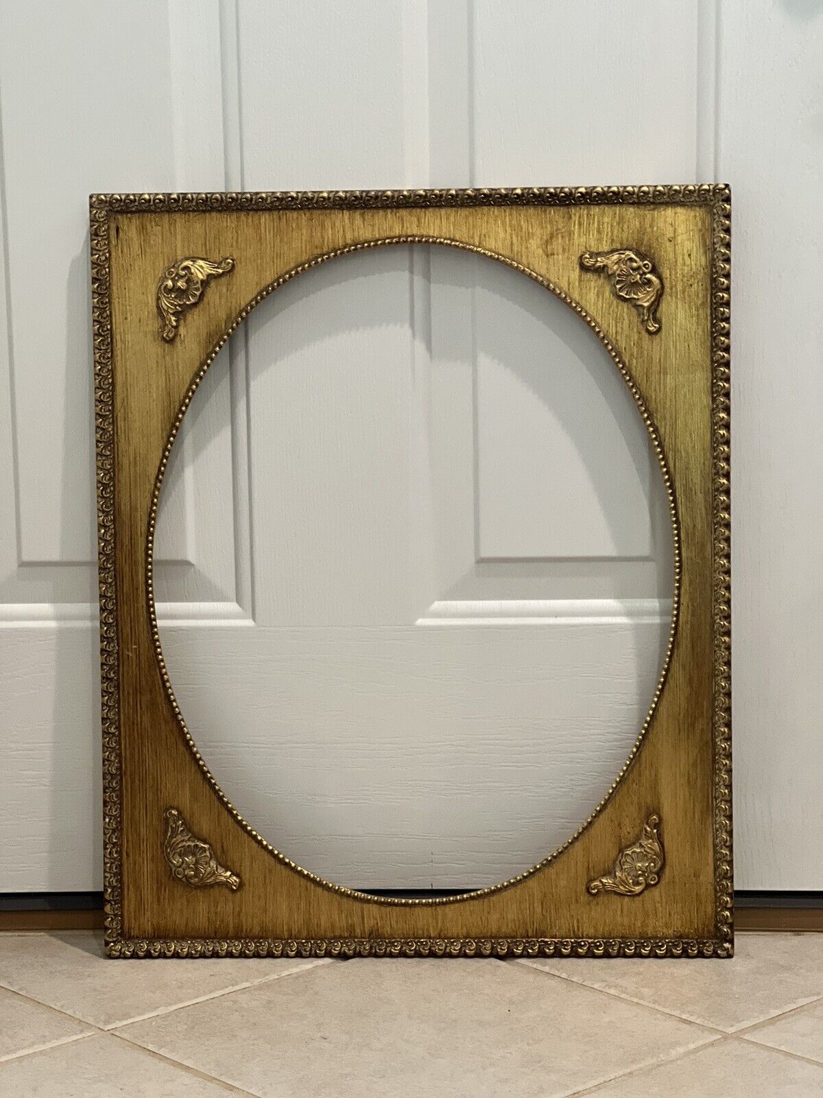 Large Vintage Ornate Wooden Frame Gold Paint 16x24 In Made In Taiwan
