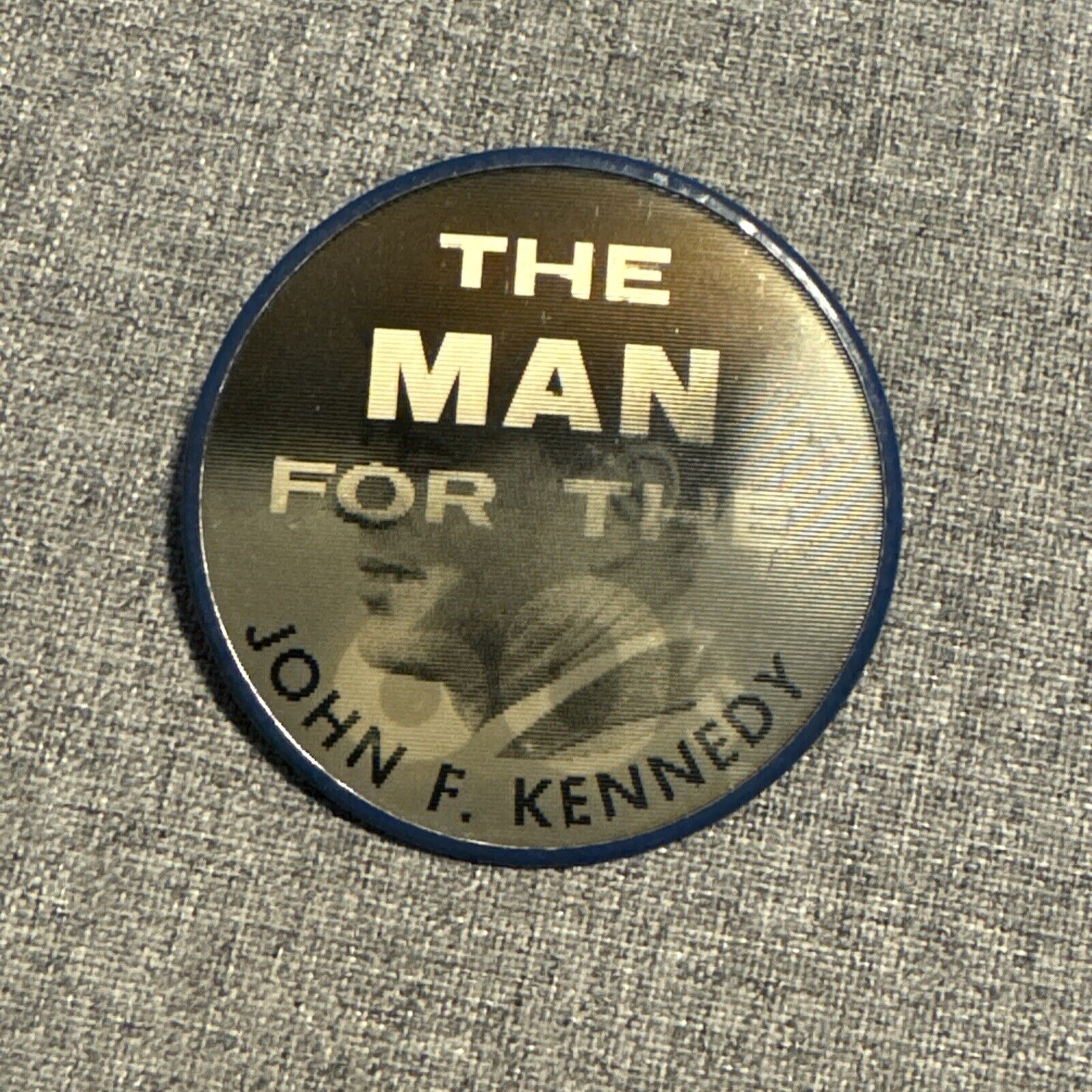 Vintage Pinback Button - KENNEDY THE MAN FOR THE 60\'S 1960 Vari-vue Flasher Pin