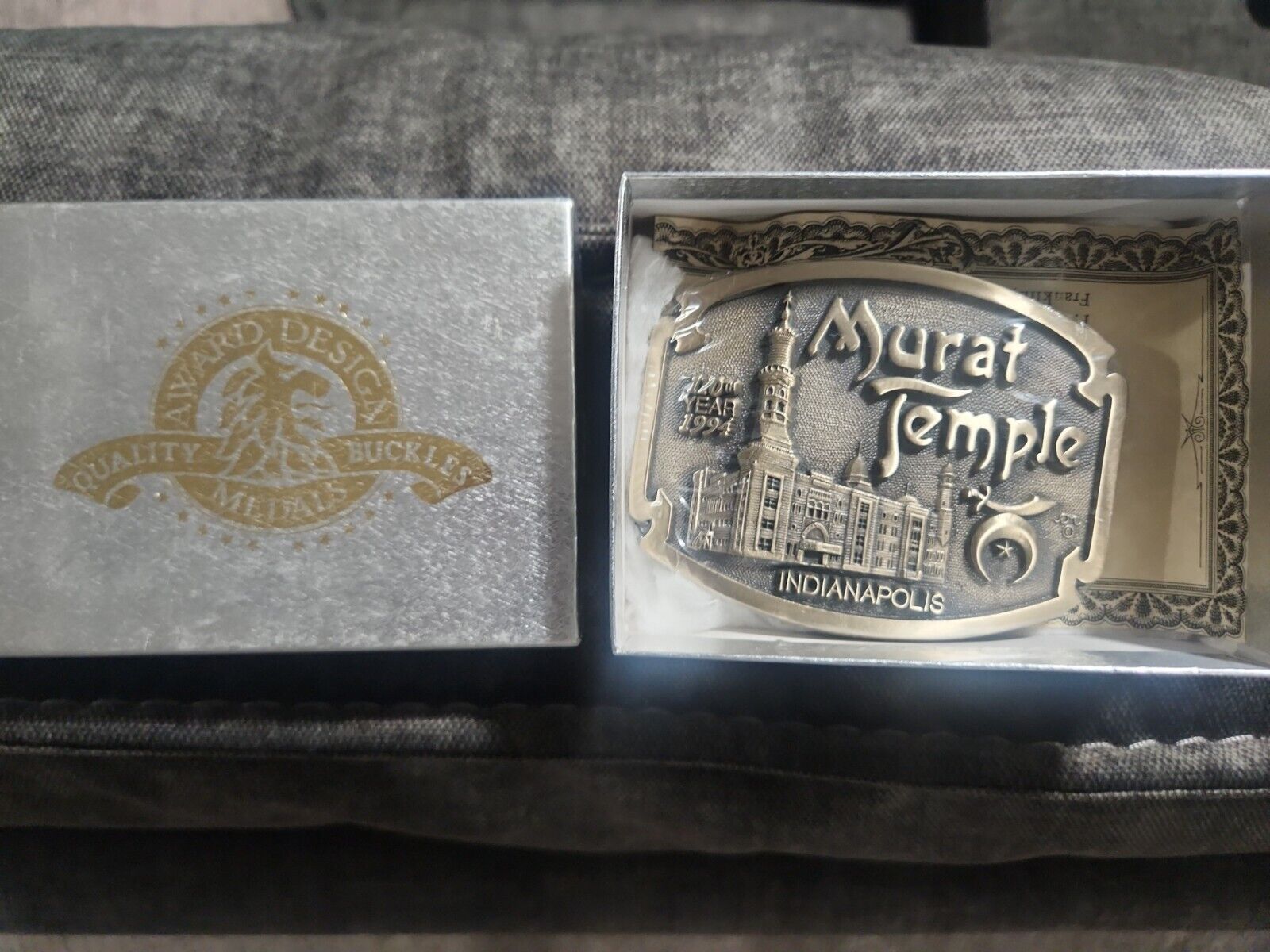 Vintage 1994 Murat Temple Shriners Indianapolis Belt Buckle \