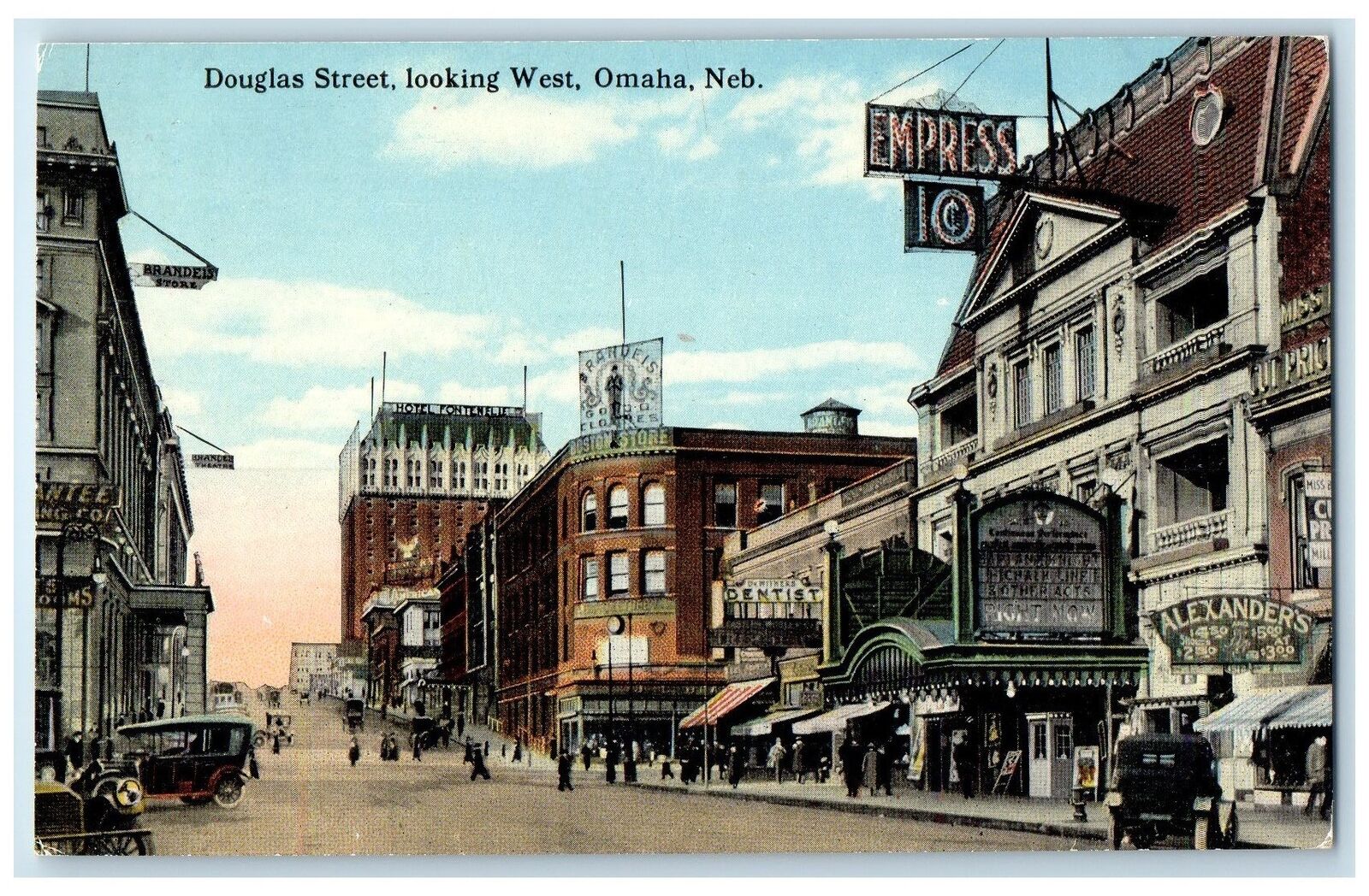 c1910\'s Douglas Street Looking West Business District Omaha Nebraska NE Postcard