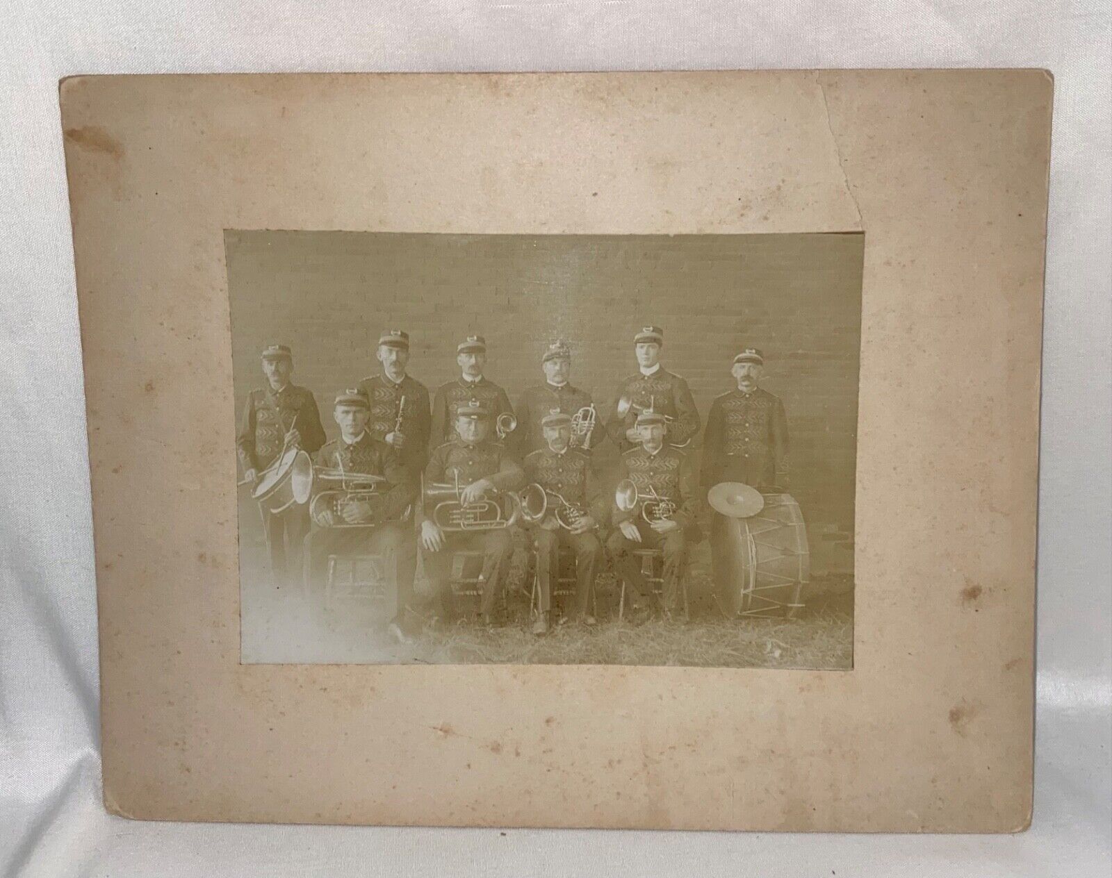 1870s Indian Wars US Army Band Cabinet Card Photograph Image Size 6.5” x 4.5”