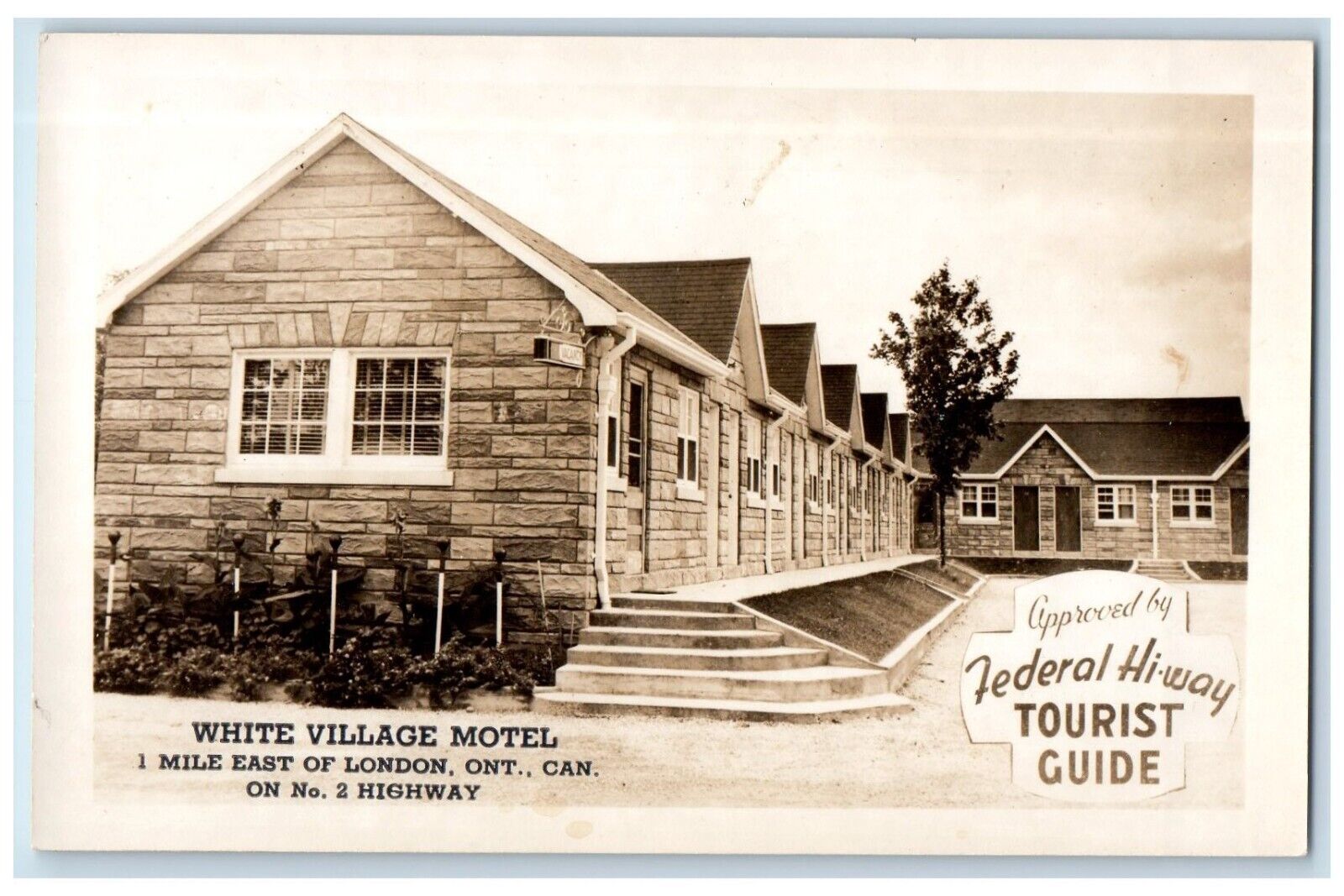 c1940\'s White Village Motel Tourist London Ontario Canada RPPC Photo Postcard