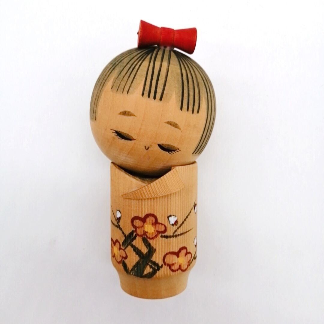14cm Japanese Creative KOKESHI Doll Vintage Signed SOSAKU Hand Painted KOC655