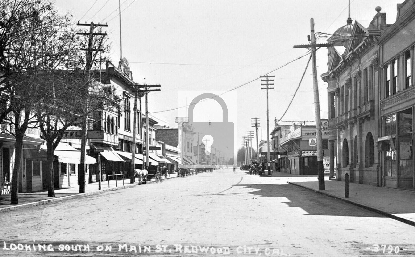 Main Street View Redwood City California CA Reprint Postcard