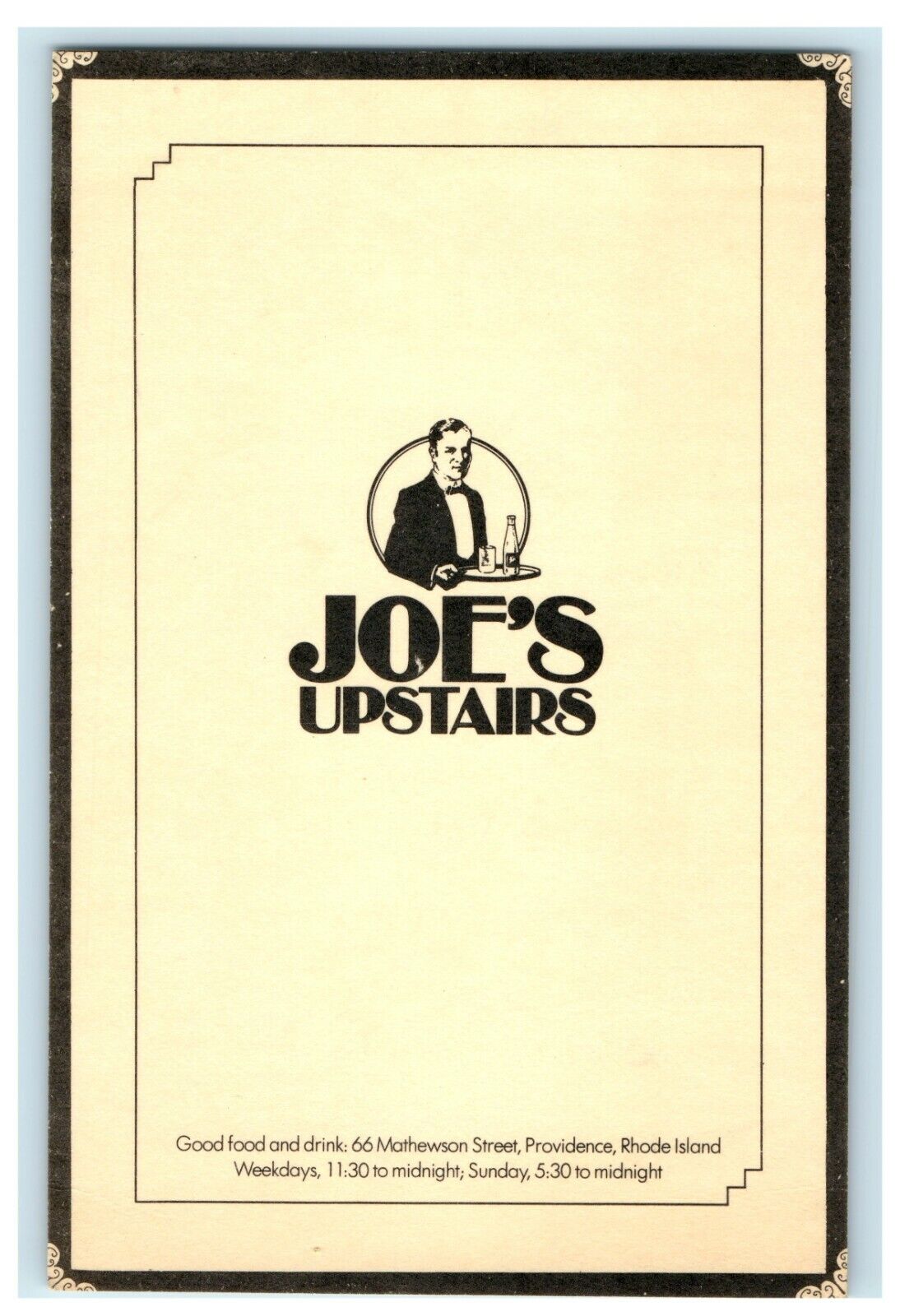 1912 Joe\'s Upstair, 66 Mathewson Street, Providence, Rhode Island RI Postcard