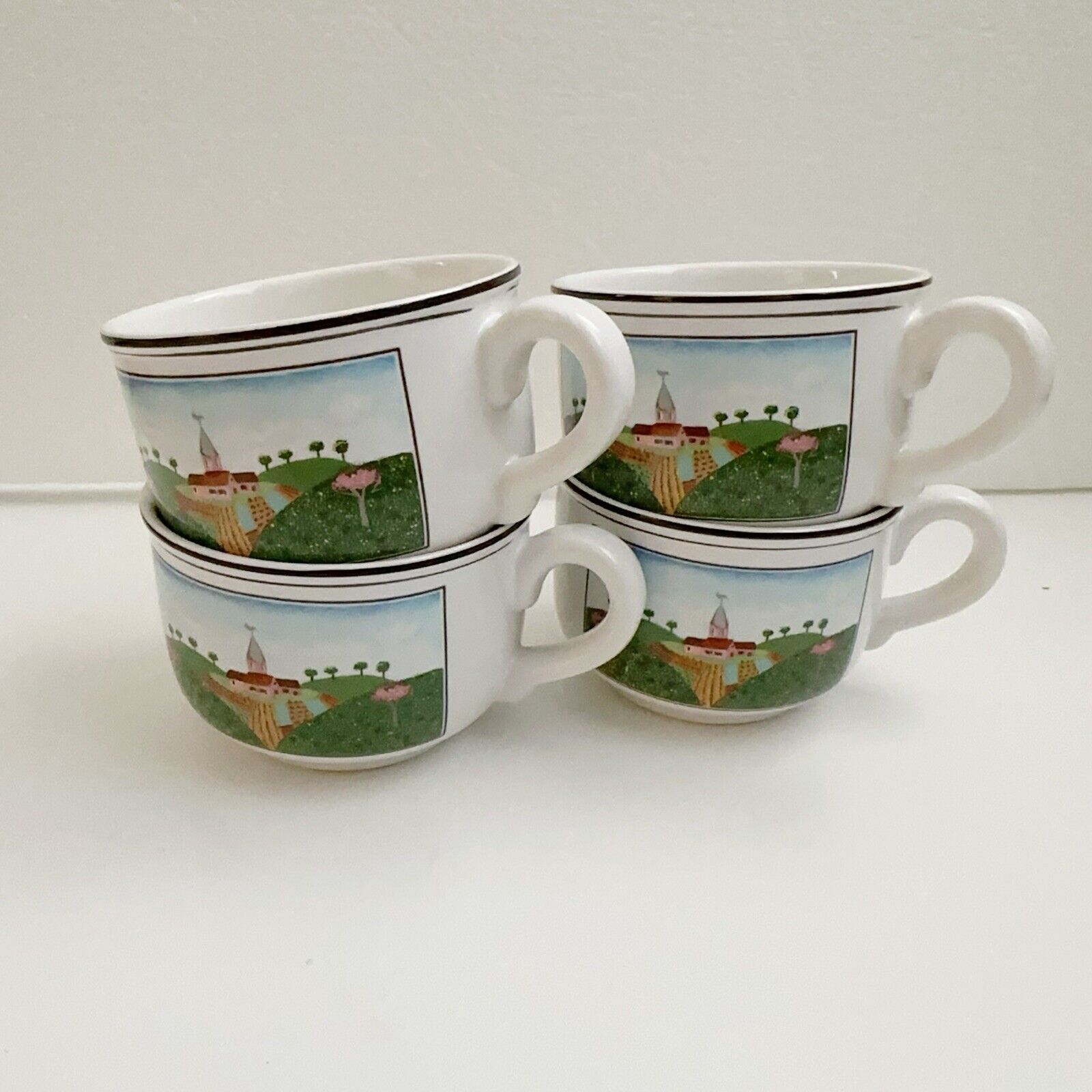 Lot of 4 Villeroy & Boch NAIF Coffee Cups Farm Scene and Duck