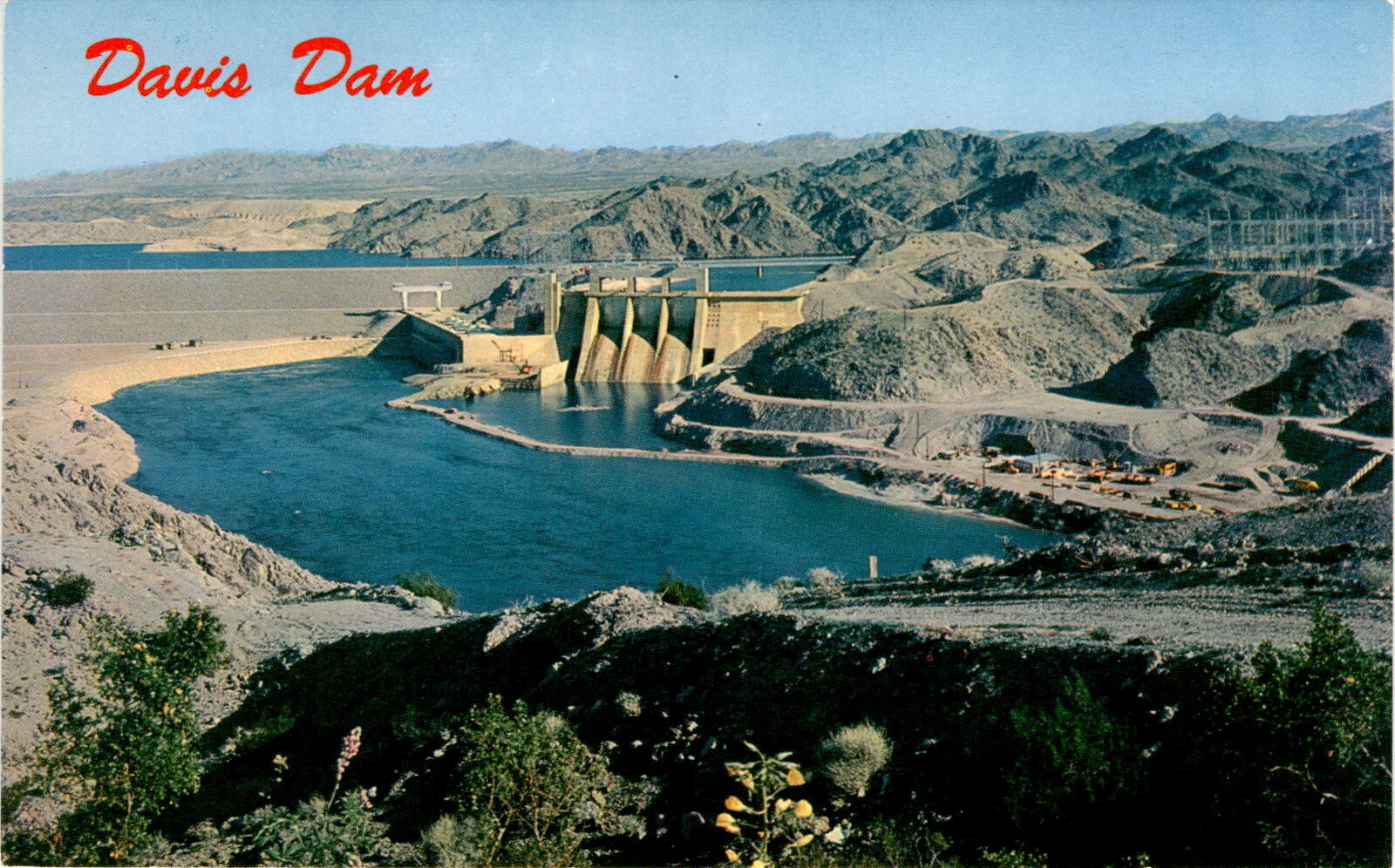 Davis Dam, Arizona, Nevada, Colorado River, Lake Mohave, fishing, Postcard