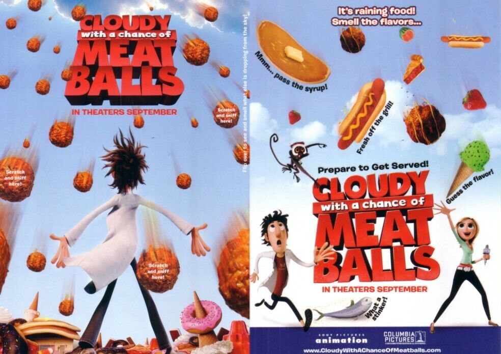 Cloudy with a Chance of Meatballs movie 5x7 scratch and sniff 2 sided promo card