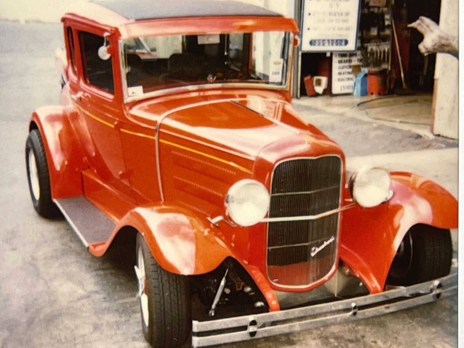 CCH 2 Photographs From 1980-90\'s Polaroid Artistic Of A 1931 Ford 302 Auto Red