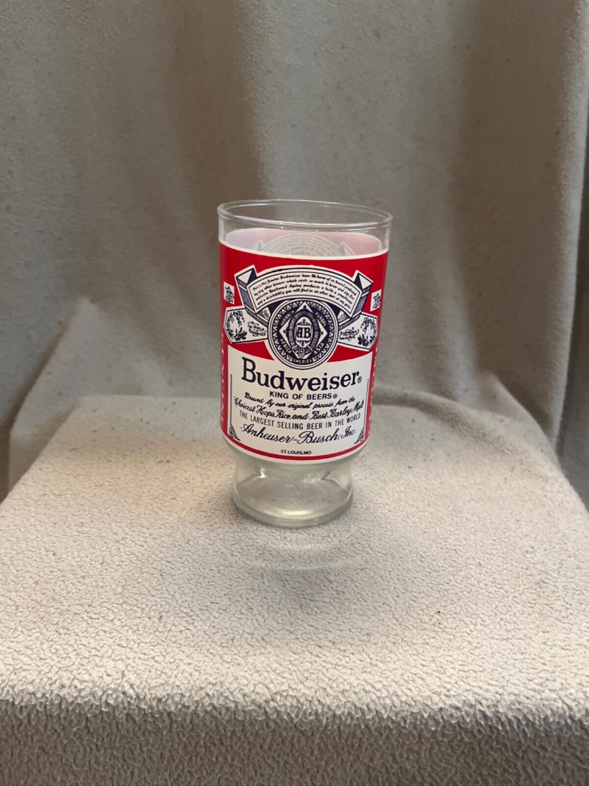 Vintage Glass Budweiser 1980\'s Anheuser Busch glass drinking cup 