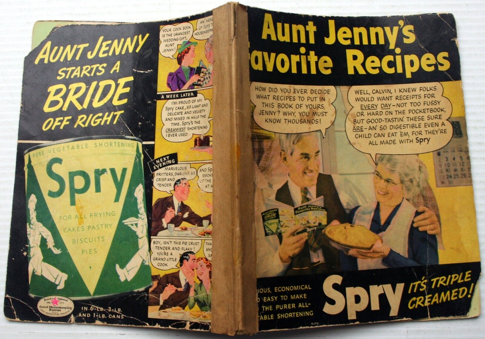 Vntg 1930s Spry Shortening promo comic cookbook AUNT JENNY'S FAVORITE RECIPES
