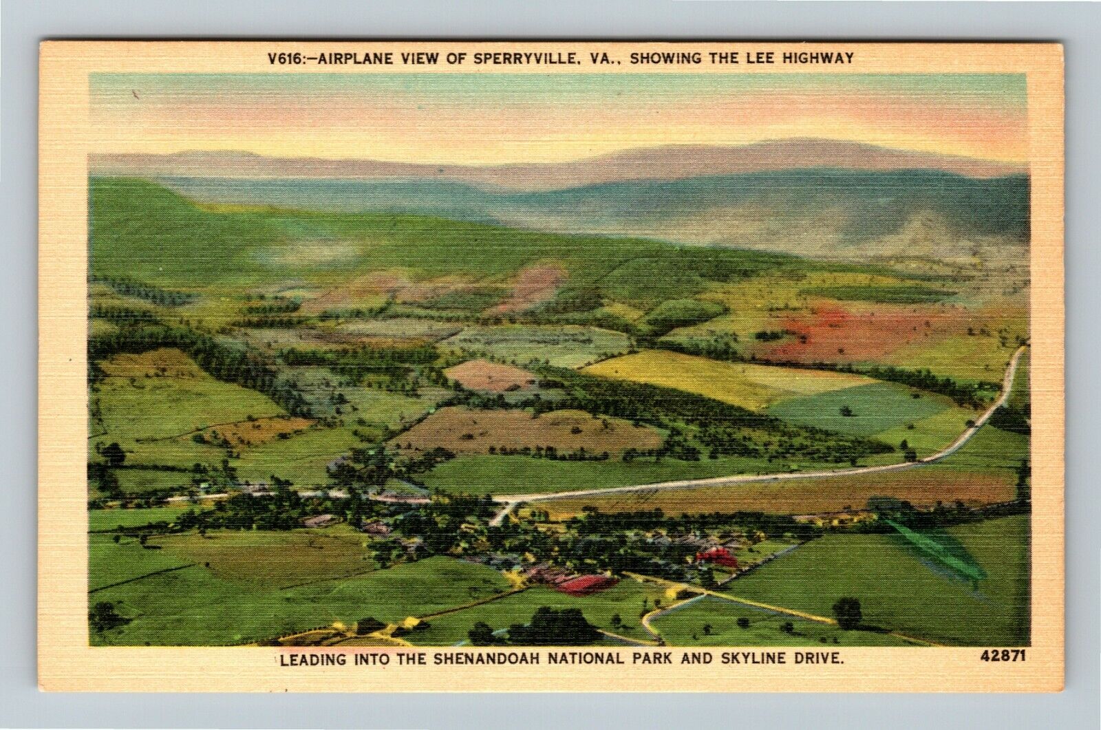 Sperryville VA-Virginia, Aerial View, Vintage Postcard