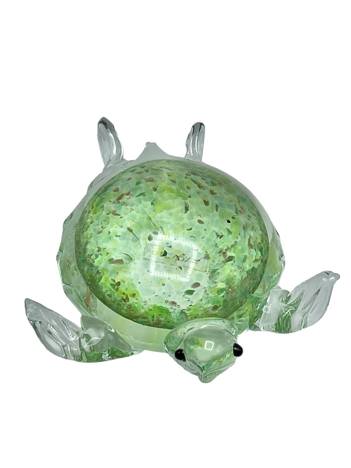 Lenox Art Glass Green Turtle with Gold Flecks Paperweight