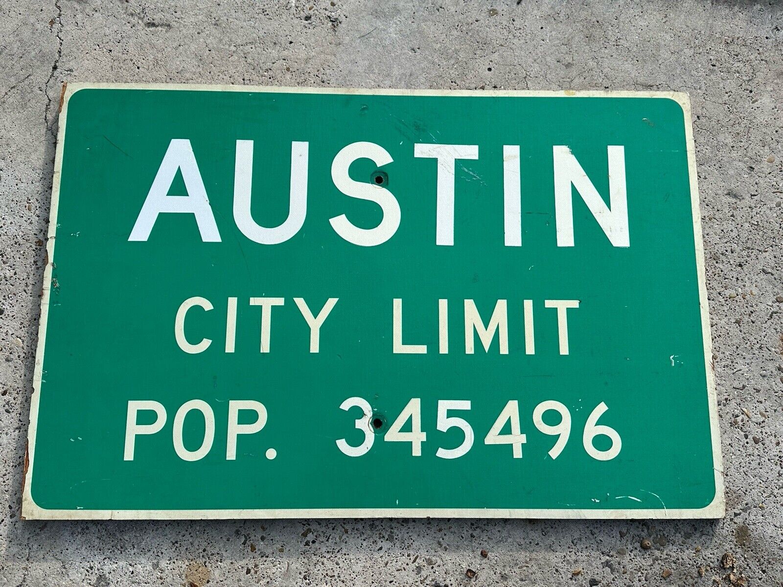 1983 Original Austin Texas City Limit Population Road Sign