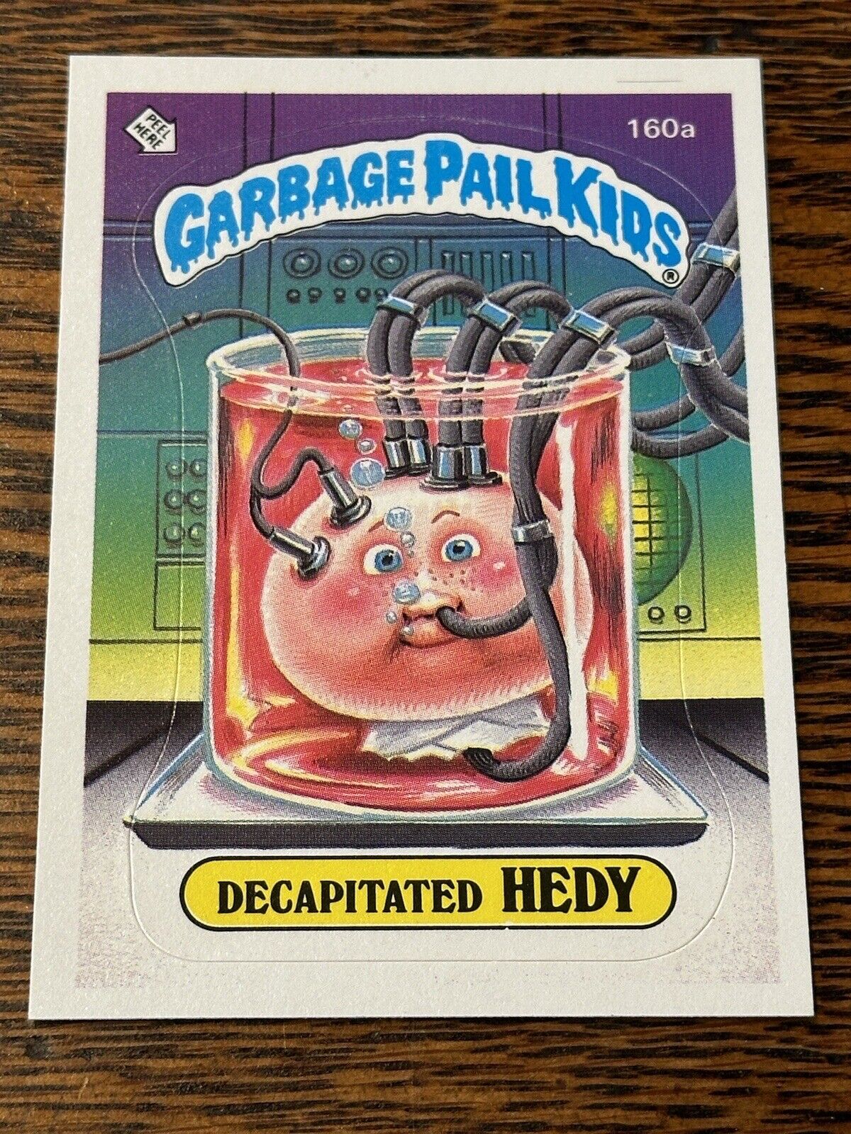 1986 Garbage Pail Kids Sticker 160a Decapitated Hedy Black Line Error
