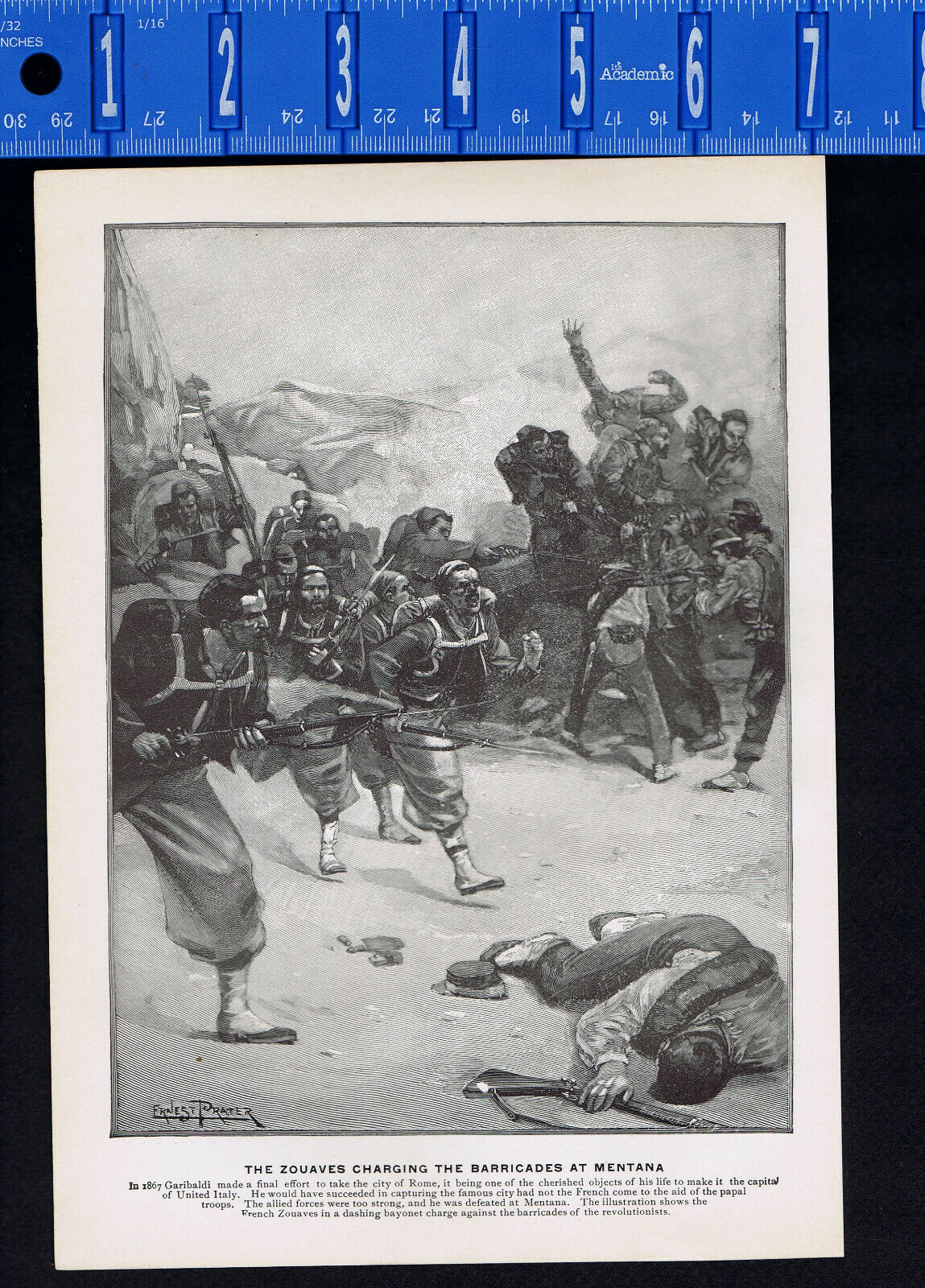 Zouaves Charging at Mentana & Guiseppe Garibaldi and Victor Emmanuel-1899 Print