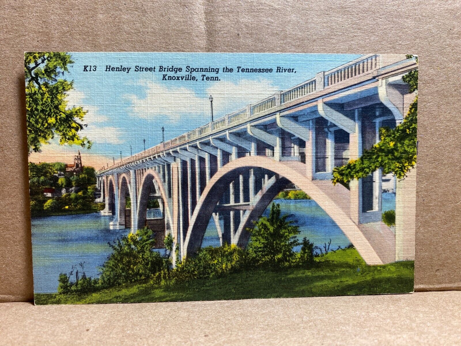 Henley Street Bridge Spanning Tennessee River Knoxville Tennessee Linen Postcard