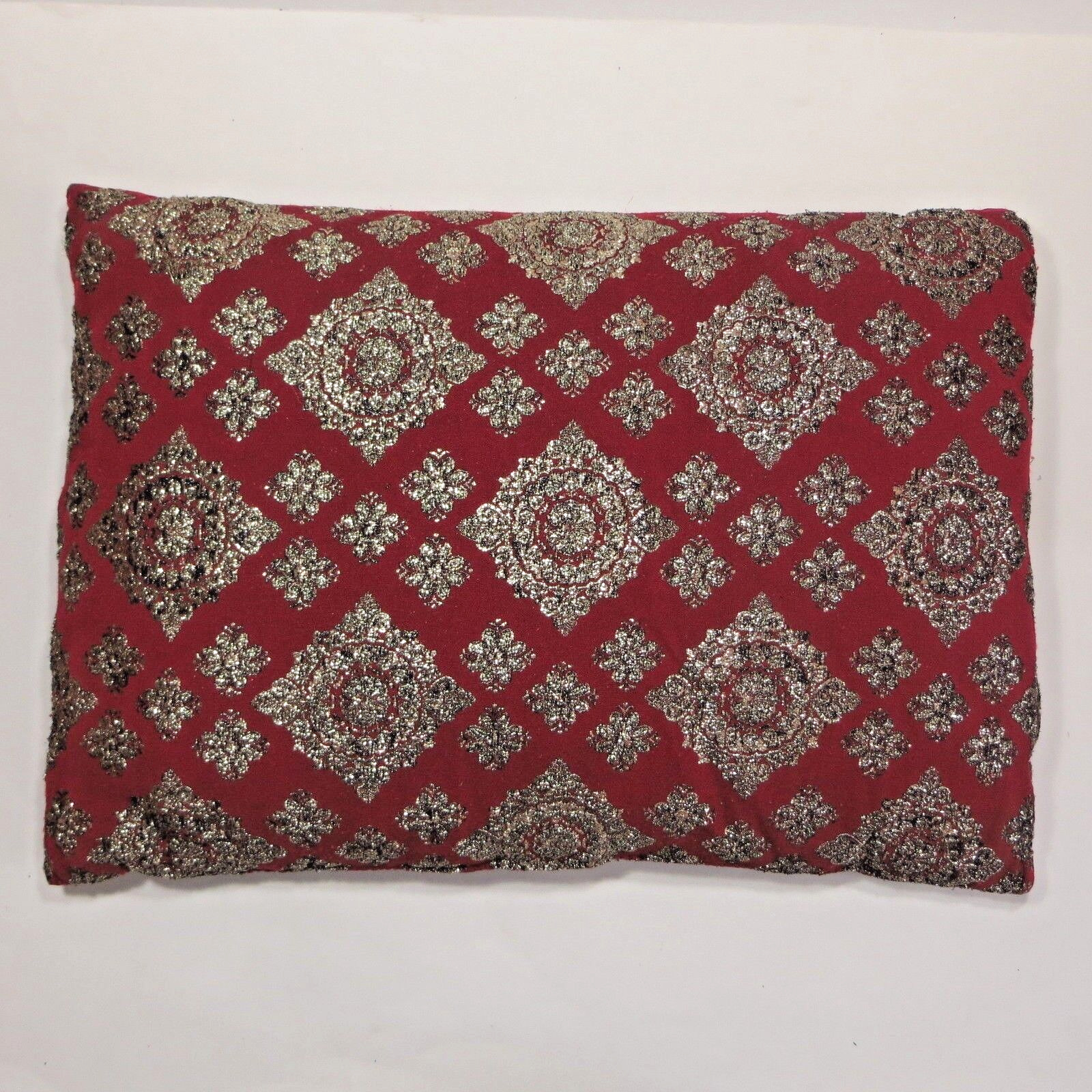 Vintage Throw Pillow Circa 1940 Red with Metallic Design