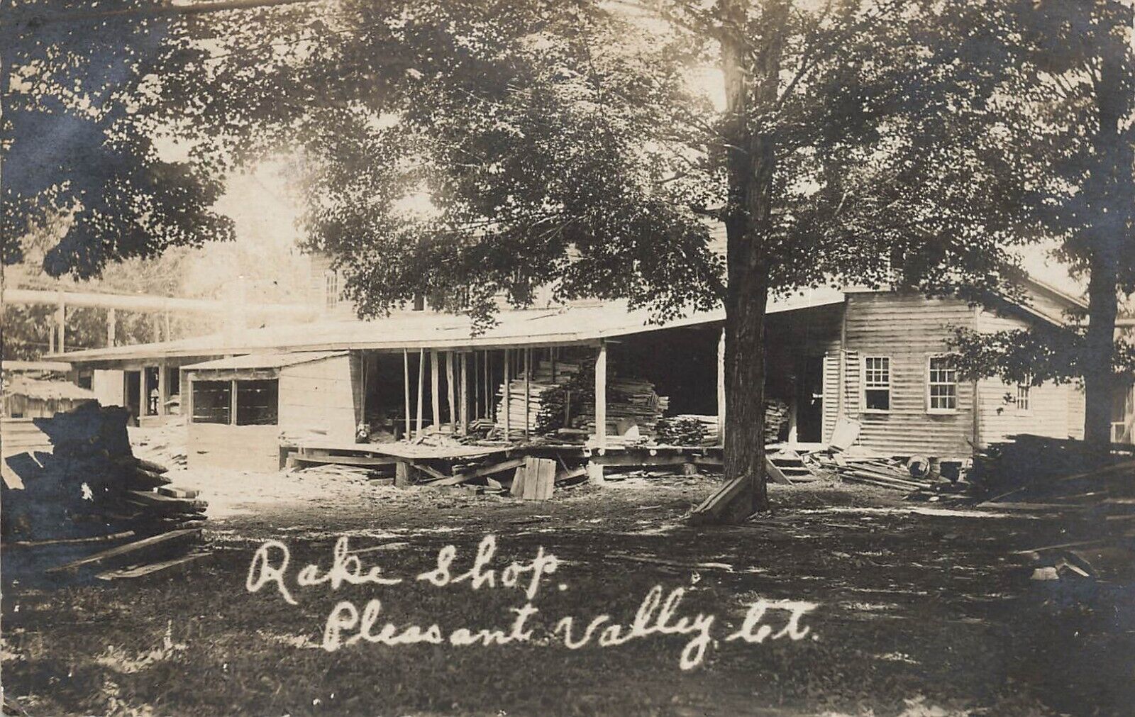 LP63 Pleasant Valley Connecticut Rake Shop RPPC 1908 Vintage Postcard