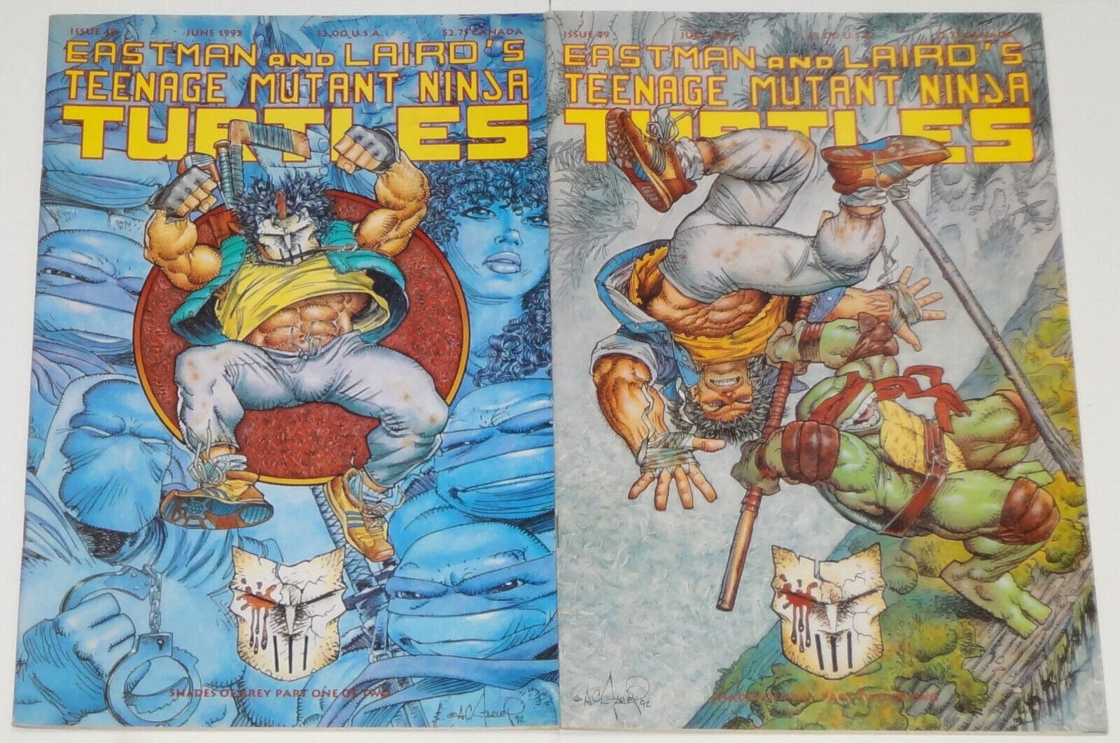 1992 MIRAGE STUDIOS TEENAGE MUTANT NINJA TURTLES #48 #49 VF- SHADES OF GRAY TMNT